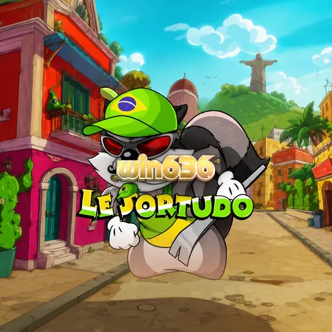 Smokey o guaxinim em um cenário brasileiro colorido no slot Le Sortudo